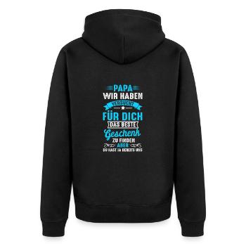Vater und Sohn Papa Tshirt Versucht Fur Beste - Unisex Premium Bio Zip Hoodie - Schwarz - Hinten - Nico (187cm)