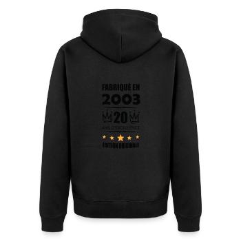 Vintage 2003 20Ans Anniversaire Cadeau Homme Femme - Veste à capuche bio Premium Unisexe - noir - Dos - Nico (187cm)