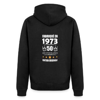 Vintage 1973 50Ans Anniversaire Cadeau Homme Femme - Veste à capuche bio Premium Unisexe - noir - Dos - Nico (187cm)