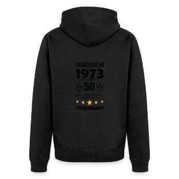 Vintage 1973 50Ans Anniversaire Cadeau Homme Femme - Veste à capuche bio Premium Unisexe - noir - Dos - Nico (187cm)