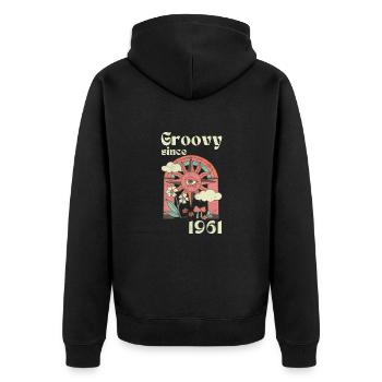 Groovy since 1961 with retro graphics - Unisex Premium Organic Zip Hoodie - black - Back - Nico (187cm)