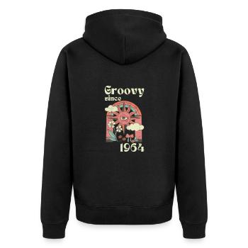 Groovy since 1966 with retro graphics - Unisex Premium Organic Zip Hoodie - black - Back - Nico (187cm)