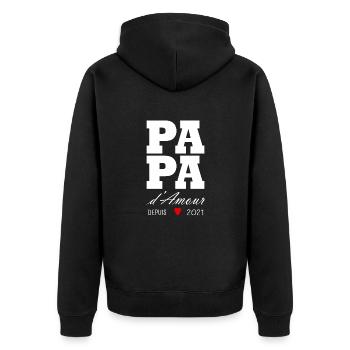 Daddy of love since 2021 - Unisex Premium Organic Zip Hoodie - black - Back - Nico (187cm)