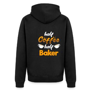 Moitié café moitié boulanger drôle de cuisson humour pâtisserie - Veste à capuche bio Premium Unisexe - noir - Dos - Nico (187cm)