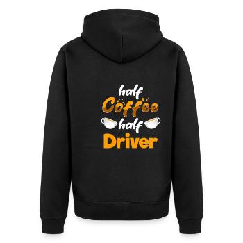 Half Coffee Half Driver Funny Driving Humor - Unisex Premium Bio Zip Hoodie - Schwarz - Hinten - Nico (187cm)