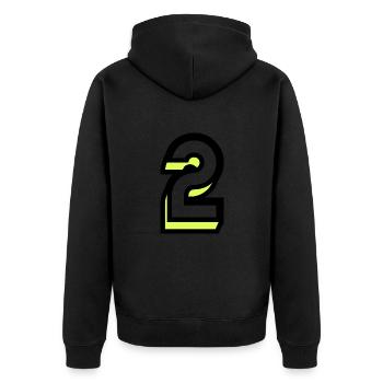 2 JAHRE. 2. JUBILÄUM. GEBURTSTAG 2 JAHRE. 2 - Unisex Premium Bio Zip Hoodie - Schwarz - Hinten - Nico (187cm)