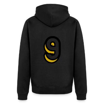 JAHRESTAG. ALLES GUTE ZUM GEBURTSTAG!. ALLES GUTE ZUM GEBURTSTAG!. - Unisex Premium Bio Zip Hoodie - Schwarz - Hinten - Nico (187cm)