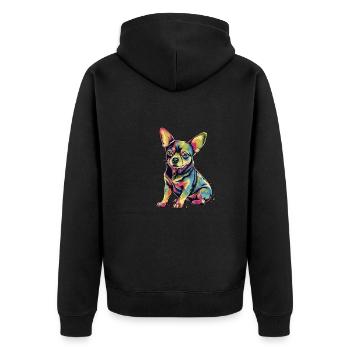 Chihuahua | Abstrakte Malerei | Farbe | Niedlicher - Unisex Premium Bio Zip Hoodie - Schwarz - Hinten - Nico (187cm)
