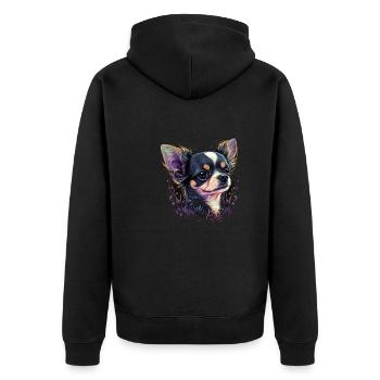 Chihuahua | Abstrakte Malerei | Farbe | Niedlicher - Unisex Premium Bio Zip Hoodie - Schwarz - Hinten - Nico (187cm)