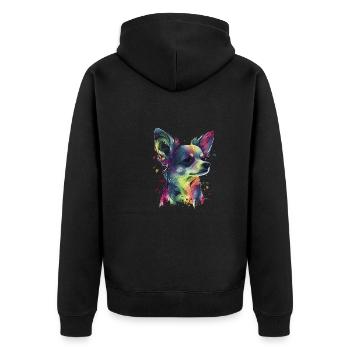 Chihuahua | Abstrakte Malerei | Farbe | Niedlicher - Unisex Premium Bio Zip Hoodie - Schwarz - Hinten - Nico (187cm)