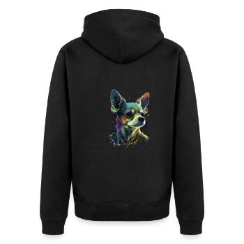 Chihuahua | Abstrakte Malerei | Farbe | Niedlicher - Unisex Premium Bio Zip Hoodie - Schwarz - Hinten - Nico (187cm)