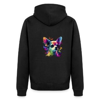 Chihuahua | Abstrakte Malerei | Farbe | Niedlicher - Unisex Premium Bio Zip Hoodie - Schwarz - Hinten - Nico (187cm)