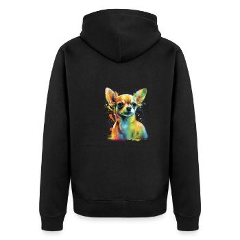 Chihuahua | Abstrakte Malerei | Farbe | Niedlicher - Unisex Premium Bio Zip Hoodie - Schwarz - Hinten - Nico (187cm)