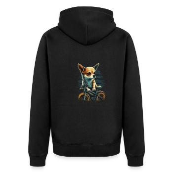Chihuahua | Fahrrad | Hund | Radfahren | Radfahrer - Unisex Premium Bio Zip Hoodie - Schwarz - Hinten - Nico (187cm)