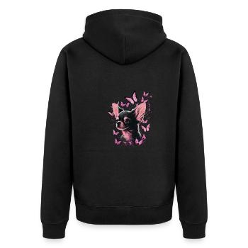Chihuahua Chien Papillon 15 - Veste à capuche bio Premium Unisexe - noir - Dos - Nico (187cm)
