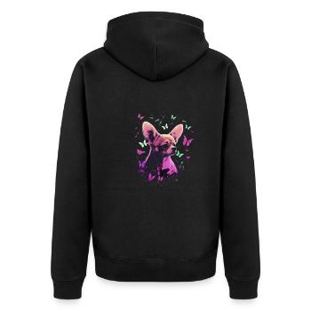 Chihuahua Dog Butterfly 17 - Unisex Premium Bio Zip Hoodie - Schwarz - Hinten - Nico (187cm)