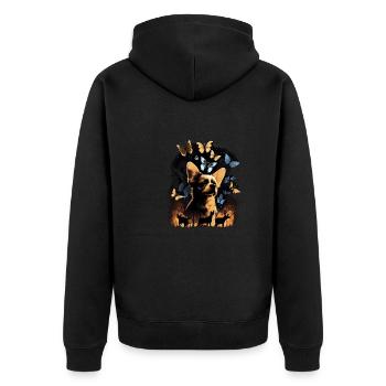 Chihuahua mit Schmetterling |Süßer Hund Bunt Natur - Unisex Premium Bio Zip Hoodie - Schwarz - Hinten - Nico (187cm)