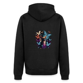 Chihuahua mit Schmetterling |Süßer Hund Bunt Natur - Unisex Premium Bio Zip Hoodie - Schwarz - Hinten - Nico (187cm)
