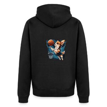 Chihuahua | Basketball Spieler | Sport Dunk | - Unisex Premium Bio Zip Hoodie - Schwarz - Hinten - Nico (187cm)