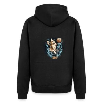 Chihuahua | Basketball Spieler | Sport Dunk | - Unisex Premium Bio Zip Hoodie - Schwarz - Hinten - Nico (187cm)