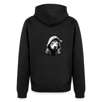 Chihuahua | Cooler Hund | Rap | Hip-Hop Gangster - Unisex Premium Bio Zip Hoodie - Schwarz - Hinten - Nico (187cm)