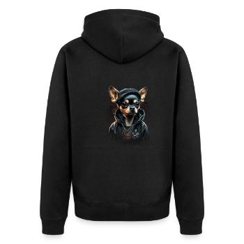 Chihuahua | Chien Cool | Rap | Hip-Hop | Gangster - Veste à capuche bio Premium Unisexe - noir - Dos - Nico (187cm)