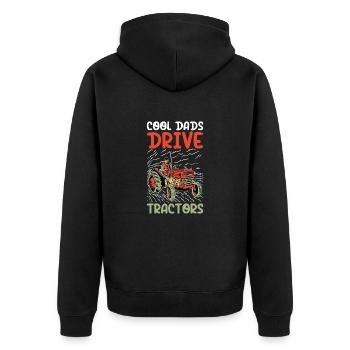 Cooler Bauer Opa fährt Traktoren - Unisex Premium Bio Zip Hoodie - Schwarz - Hinten - Nico (187cm)