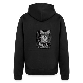 Chihuahua | Electrician Worker Electrical Job Dog - Unisex Premium Organic Zip Hoodie - black - Back - Nico (187cm)