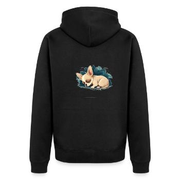 Chihuahua | Schlaf Nacht Pyjama Sonntag Niedlich - Unisex Premium Bio Zip Hoodie - Schwarz - Hinten - Nico (187cm)