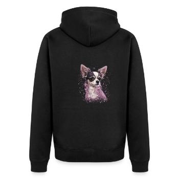 Chihuahua | Pink Jolie Rose Maman Femme ignon - Veste à capuche bio Premium Unisexe - noir - Dos - Nico (187cm)