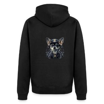 Chihuahua | Polizei Polizist Polizistin Hut - Unisex Premium Bio Zip Hoodie - Schwarz - Hinten - Nico (187cm)
