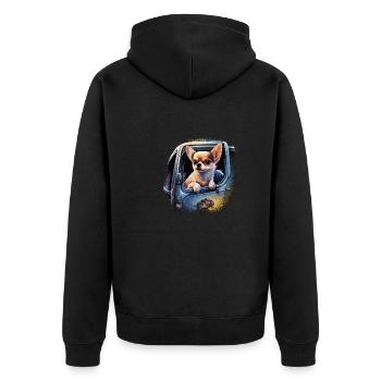 Chihuahua | Polizei Polizist Polizistin Hut - Unisex Premium Bio Zip Hoodie - Schwarz - Hinten - Nico (187cm)