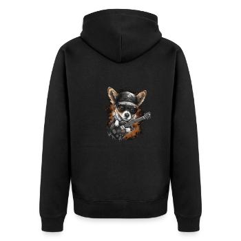 Chihuahua | Aloha Ukulélé Hawaï Guitare Chien - Veste à capuche bio Premium Unisexe - noir - Dos - Nico (187cm)