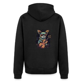 Chihuahua | Aloha Ukulélé Hawaï Guitare Chien - Veste à capuche bio Premium Unisexe - noir - Dos - Nico (187cm)