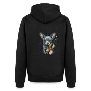 Chihuahua | Aloha Ukulélé Hawaï Guitare Chien - Veste à capuche bio Premium Unisexe - noir - Dos - Nico (187cm)