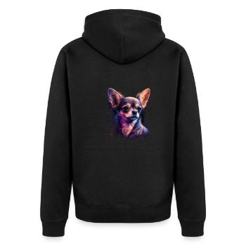 Chihuahua | Welpe Mama Lustiger Hund Niedlich - Unisex Premium Bio Zip Hoodie - Schwarz - Hinten - Nico (187cm)