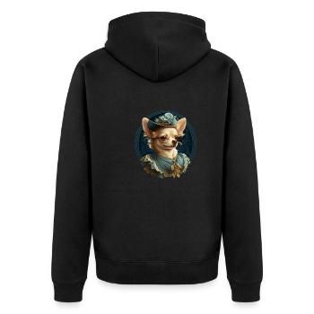 Chihuahua - Englische Dame Frauen Kleid Hund - Unisex Premium Bio Zip Hoodie - Schwarz - Hinten - Nico (187cm)