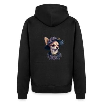 Chihuahua - Englische Dame Frauen Kleid Hund - Unisex Premium Bio Zip Hoodie - Schwarz - Hinten - Nico (187cm)
