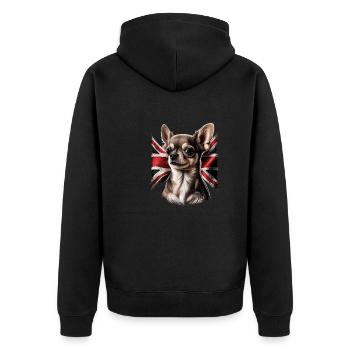 Chihuahua - Großbritannien England Flagge Farben - Unisex Premium Bio Zip Hoodie - Schwarz - Hinten - Nico (187cm)