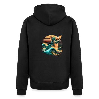 Chihuahua | Surf Cool Planche Surfeur Océan Chien - Veste à capuche bio Premium Unisexe - noir - Dos - Nico (187cm)