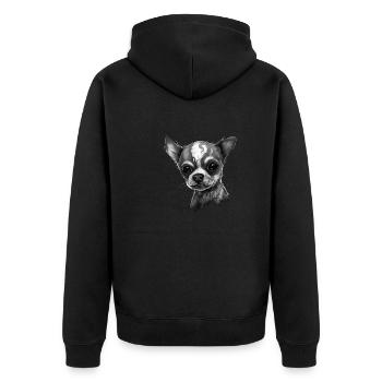 Chihuahua | Zombie Dog Undead Scary Halloween - Unisex Premium Organic Zip Hoodie - black - Back - Nico (187cm)