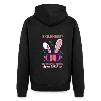 Kostüm Skifahrer Wintersport Apres Ski Party - Unisex Premium Bio Zip Hoodie - Schwarz - Hinten - Nico (187cm)