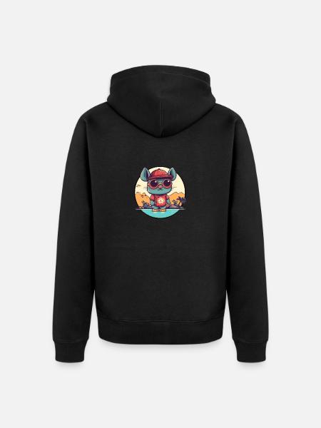 maus im urlaub - Unisex Premium Bio Zip Hoodie - Schwarz