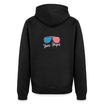Amerikanische Flagge Sonnenbrille Sterne Streifen Grafik 4. - Unisex Premium Bio Zip Hoodie - Schwarz - Hinten - Nico (187cm)