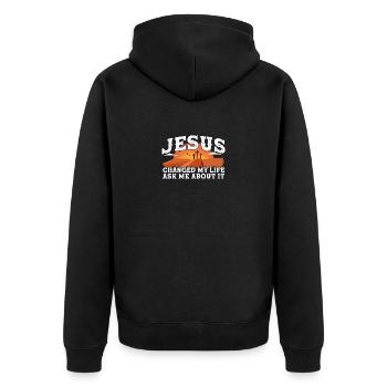 Jesus Changed My Life, Waymaker 1 Cross 3 nails 4 - Unisex Premium Organic Zip Hoodie - black - Back - Nico (187cm)