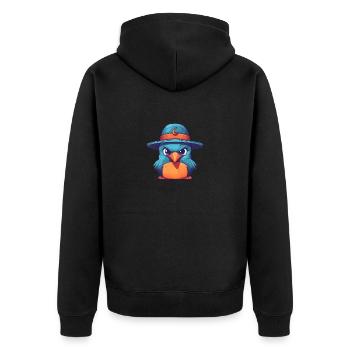 Oiseau au chapeau - Veste à capuche bio Premium Unisexe - noir - Dos - Nico (187cm)
