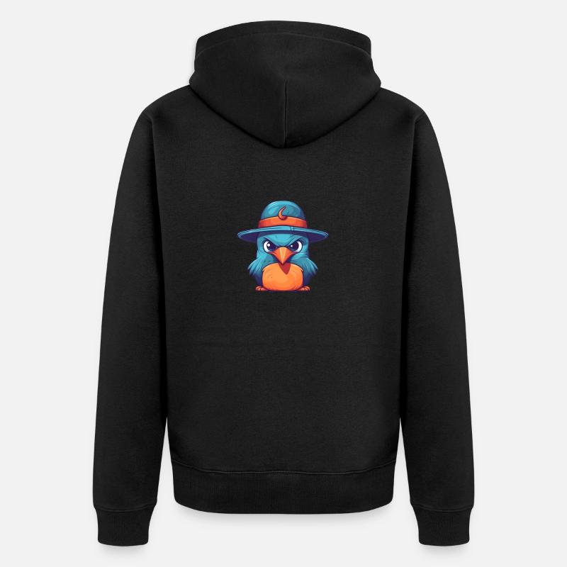 Oiseau au chapeau - Veste à capuche bio Premium Unisexe - noir