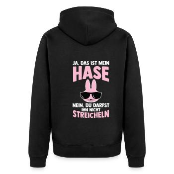 Nagetier Kaninchen Hase - Unisex Premium Bio Zip Hoodie - Schwarz - Hinten - Nico (187cm)