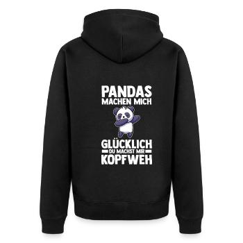 Pandabär Panda - Unisex Premium Bio Zip Hoodie - Schwarz - Hinten - Nico (187cm)