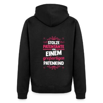 Taufe Patin Tante Patenkind Patentante - Unisex Premium Bio Zip Hoodie - Schwarz - Hinten - Nico (187cm)